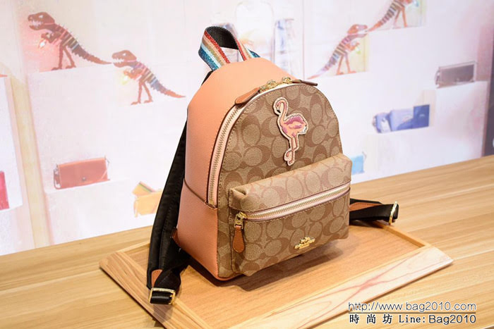COACH蔻馳 28948 mini火烈鳥背包 pvc配手掌紋牛皮  Chz1283